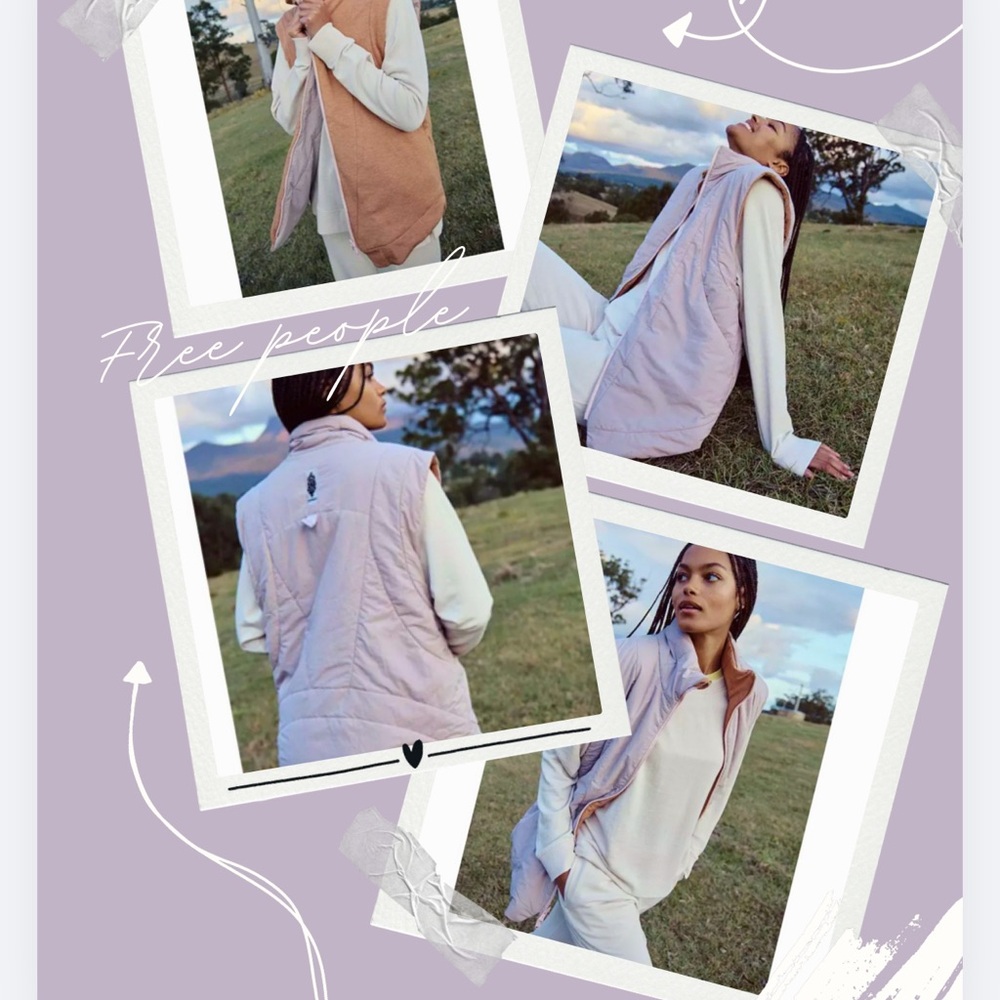 Free People Reversible Quilted Vest in Dusty Rose & Camel